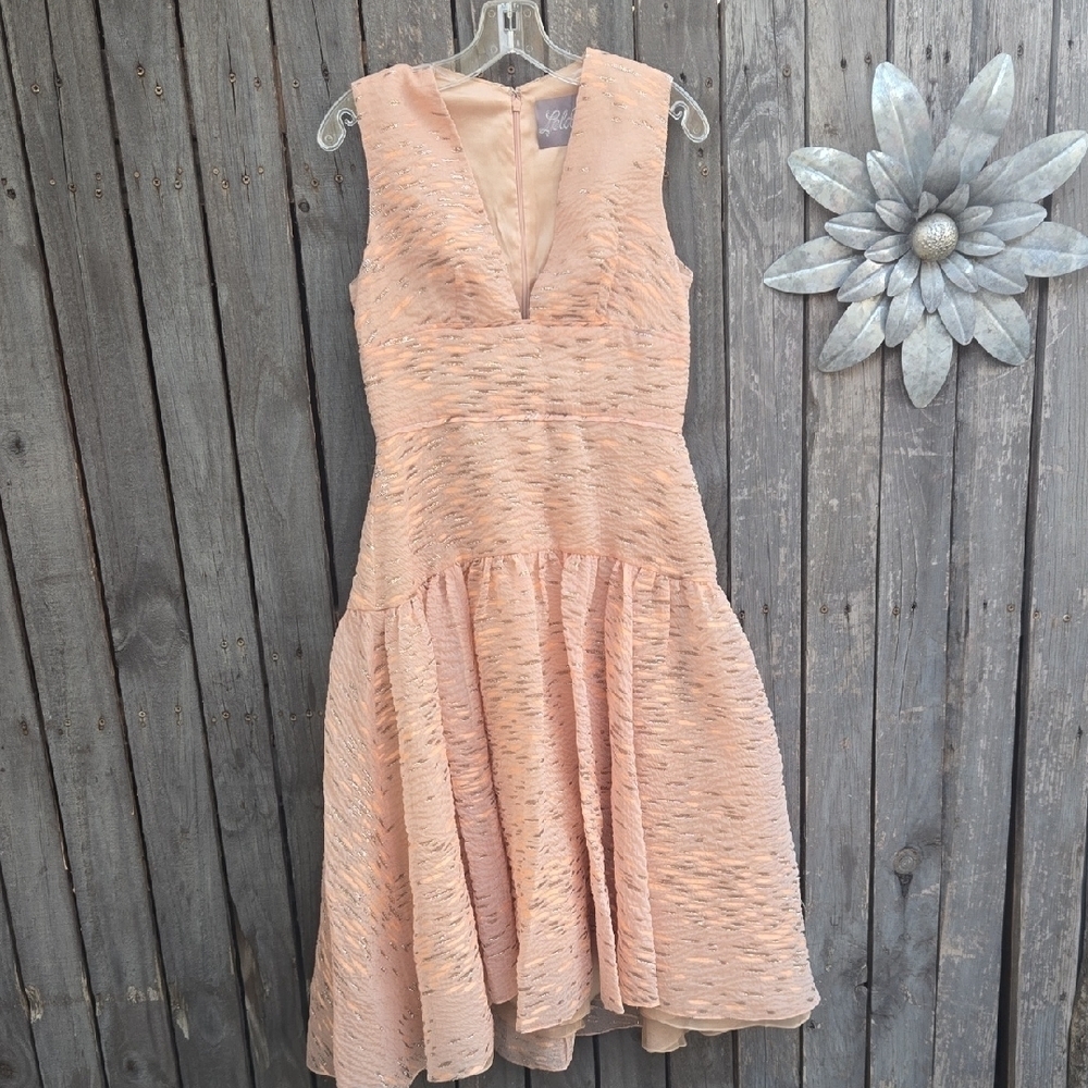 Lela Rose Minnow Jacquard V-Neck Shell Dress Size 6